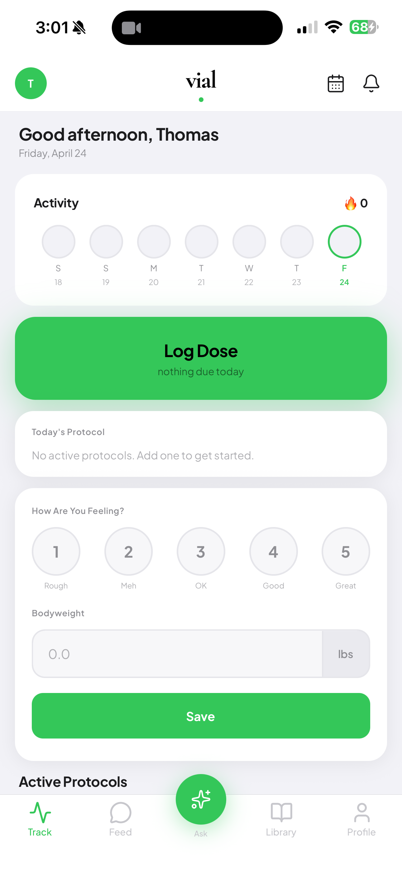 Vial track tab
